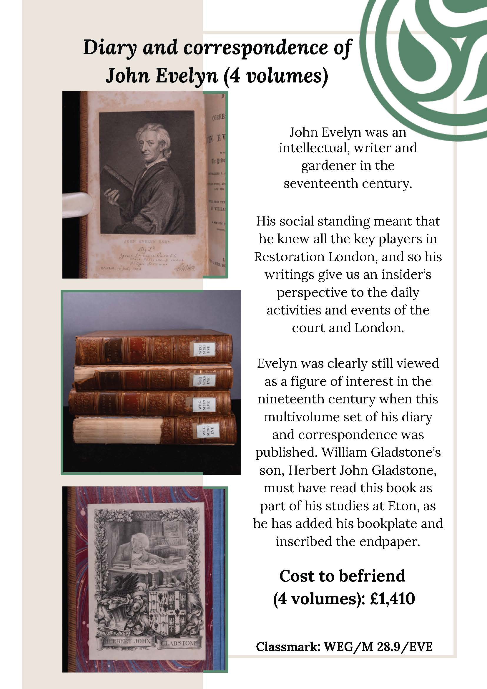 An information sheet about Diary and correspondence of John Evelyn 4 volumes. A plain text version is available if you email library@gladlib.org