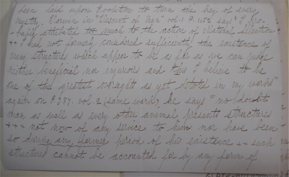 Writing to Gladstone, Joseph W. Hayes appropriates statements made by leading savants like Darwin, using these as evidence against a Godless scientific naturalism