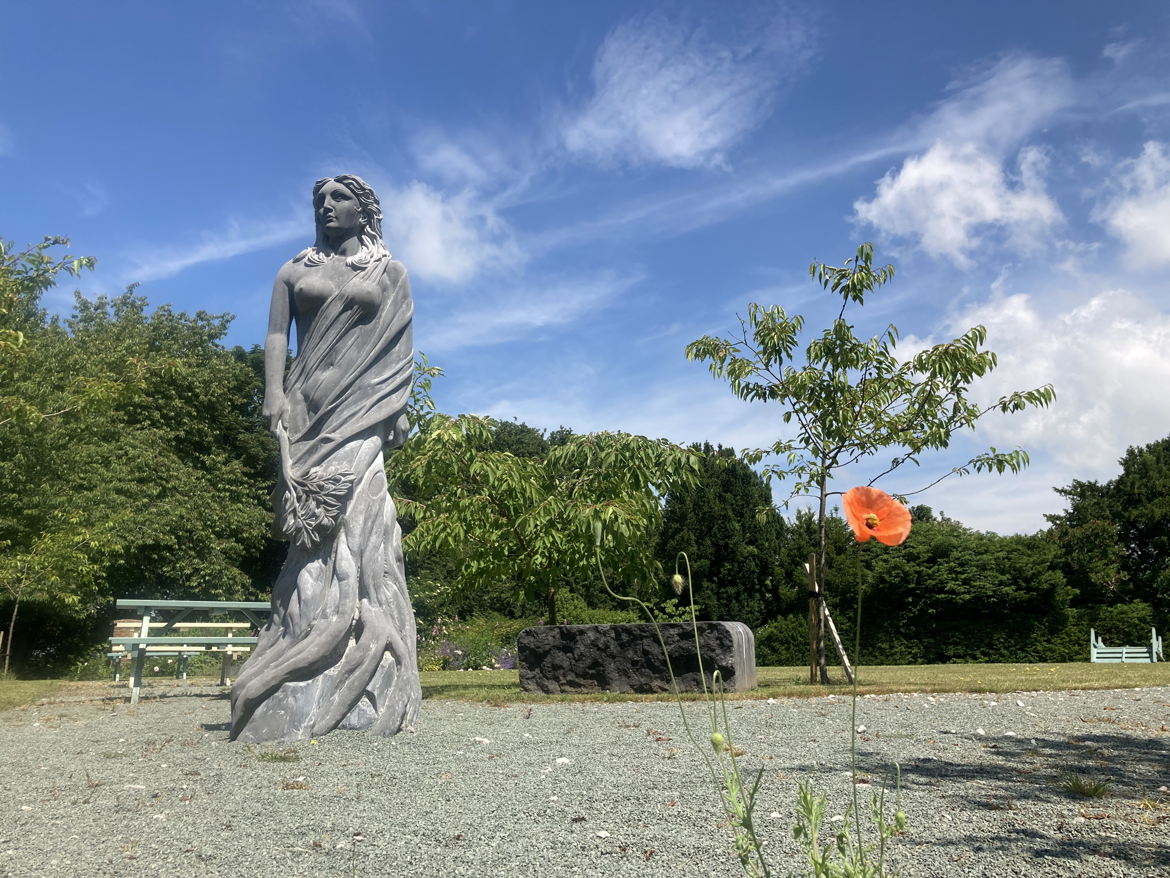 The Sophia statue in the back gardens